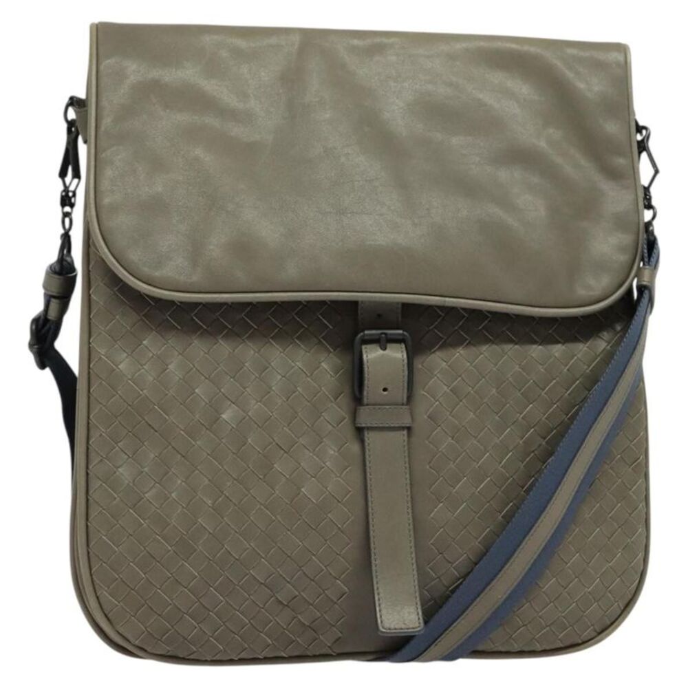 Bottega Veneta Vintage Flap Intrecciato Leather Gray Leather Shoulder Bag Bag